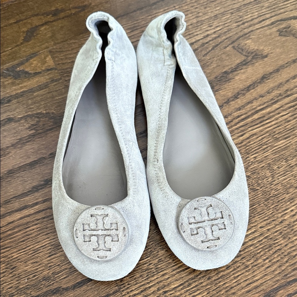 Tory Burch Light Gray Suede Flats
